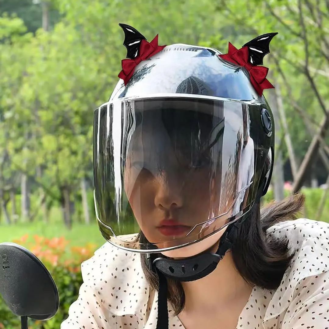 1 Pair Bat Wings for Helmet Funny Devil Wings Bow Helmet Accessory Adhesive Halloween Ski Helmet Decoration