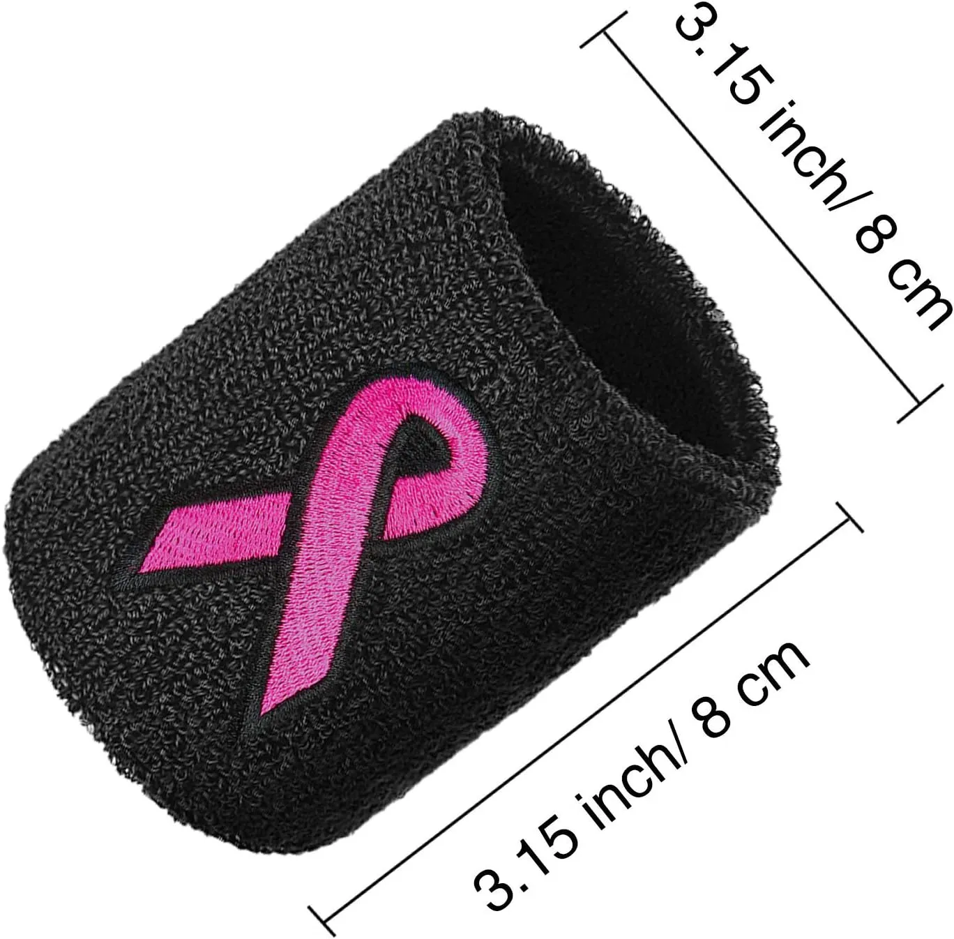 12 Pack Breast Cancer Awareness Wristbands Bulk Pink Ribbon Sweatbands for Men and Women, Basketball Baseball Running and Supporting Breast Cancer Awareness Month