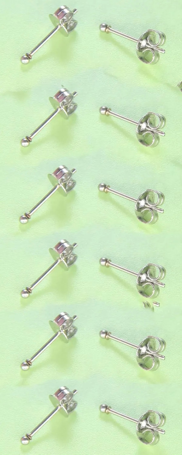 14K Gold Filled Polished Small CZ Pearl Ball Stud Earrings Set for Women Men 20G Surgical Steel Hypoallergenic Piercing Studs for Sensitive Ear, Pack of 6 Pairs