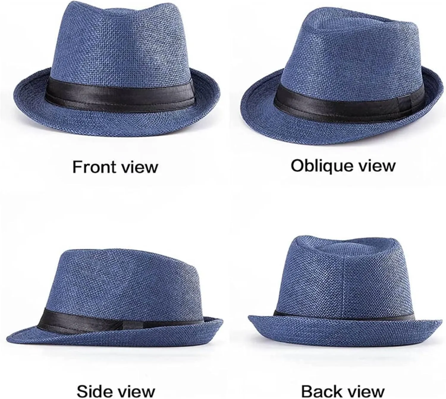 3 Pack Men Women Straw Panama Hat Fedora Beach Sun Hat Short Brim Trilby Hat