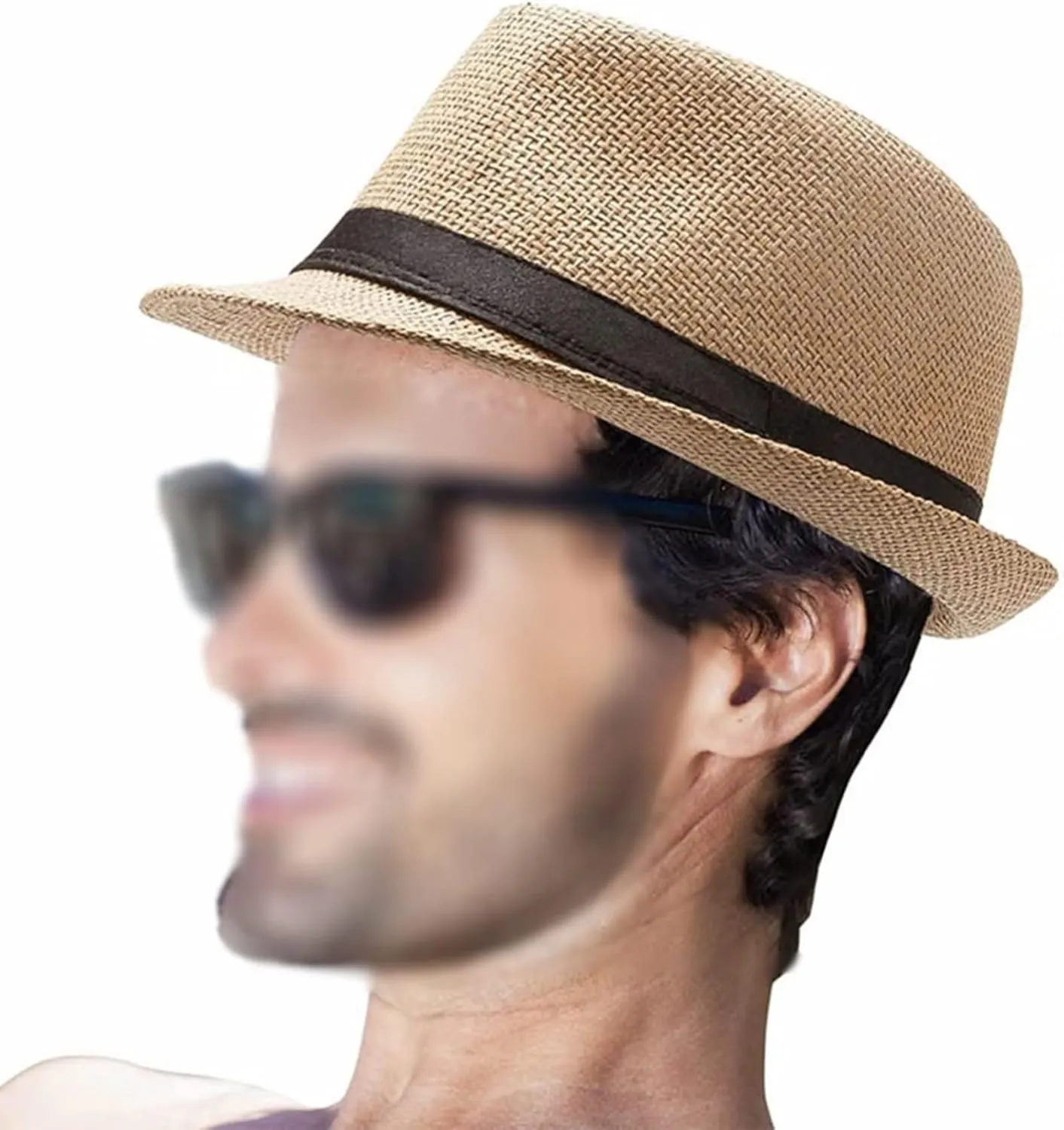 3 Pack Men Women Straw Panama Hat Fedora Beach Sun Hat Short Brim Trilby Hat