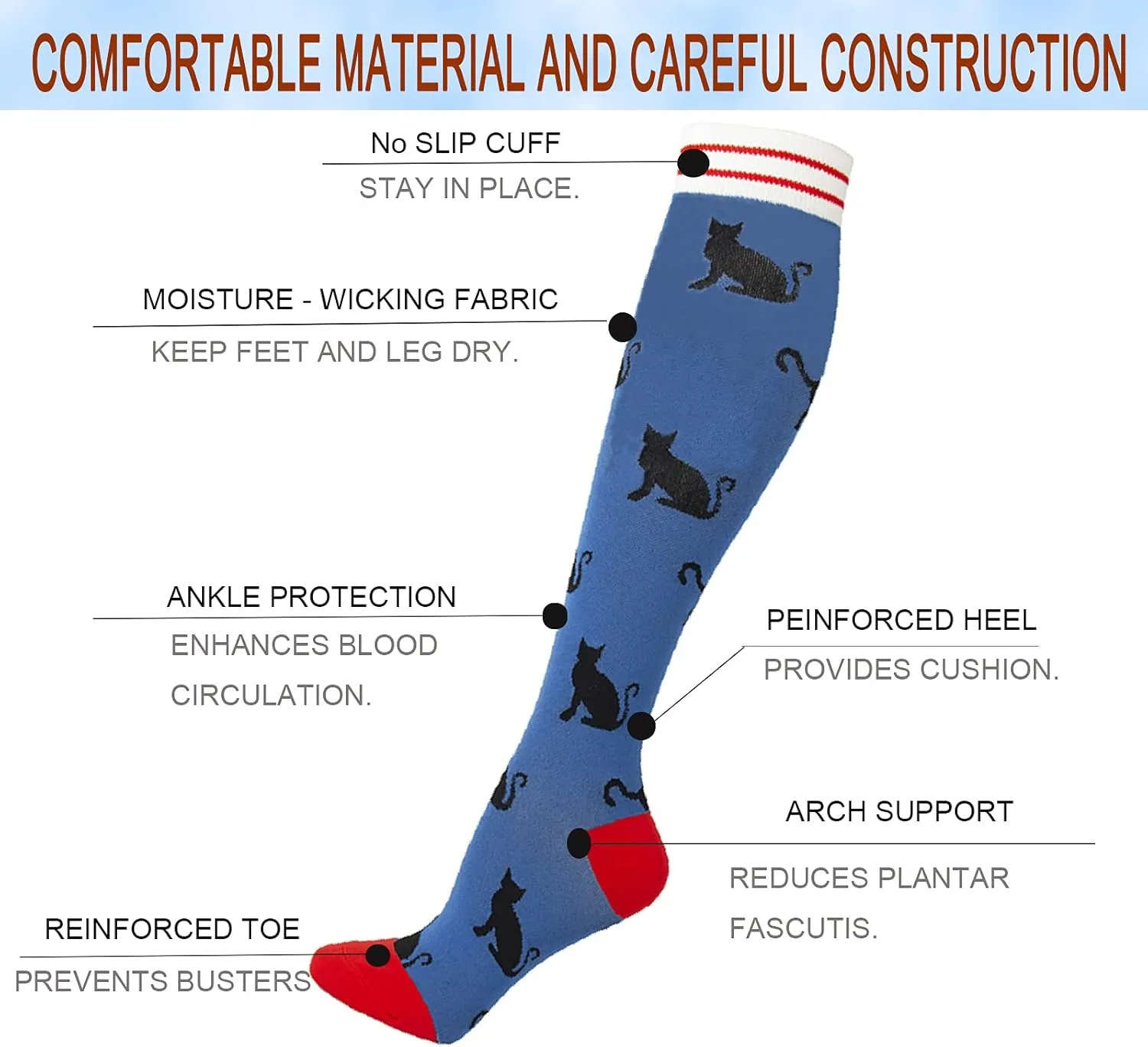 4 Pairs Compression Socks for Women & Men, Support Compression Sock 20-30 mmHg for Nurses, Pregnancy, Flying, Running,Travel