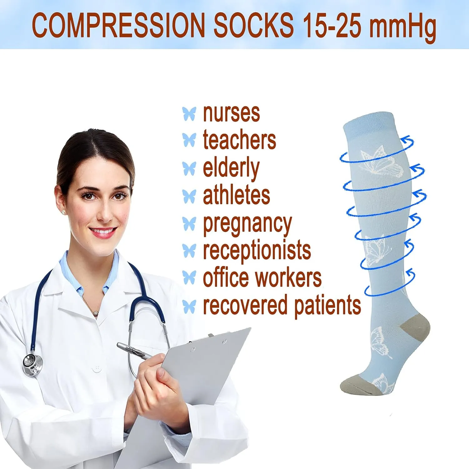 4 Pairs Compression Socks for Women & Men, Support Compression Sock 20-30 mmHg for Nurses, Pregnancy, Flying, Running,Travel