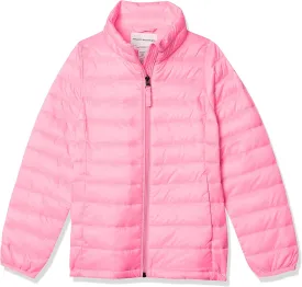 Amazon Essentials Girls and Toddlers' Lightweight Water-Resistant Hooded Packable Mock Puffer Jacket