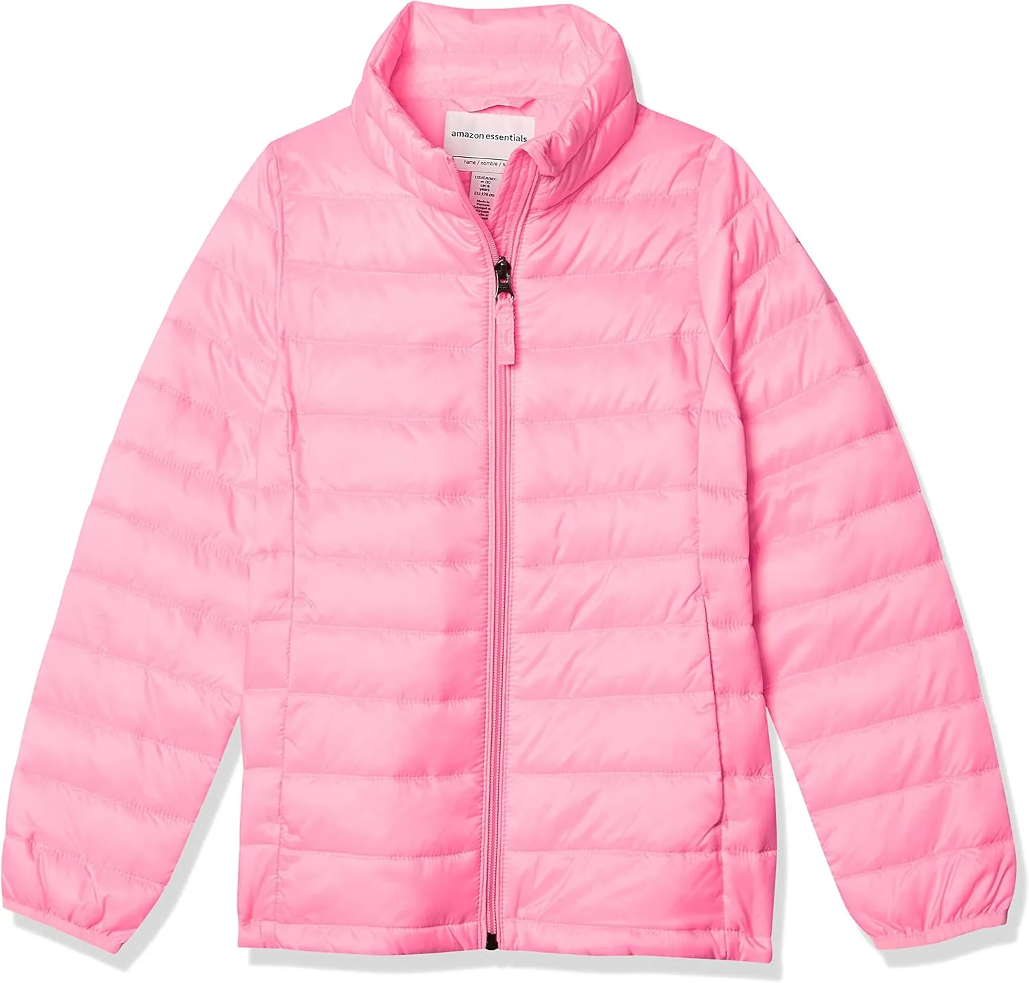 Amazon Essentials Girls and Toddlers' Lightweight Water-Resistant Hooded Packable Mock Puffer Jacket