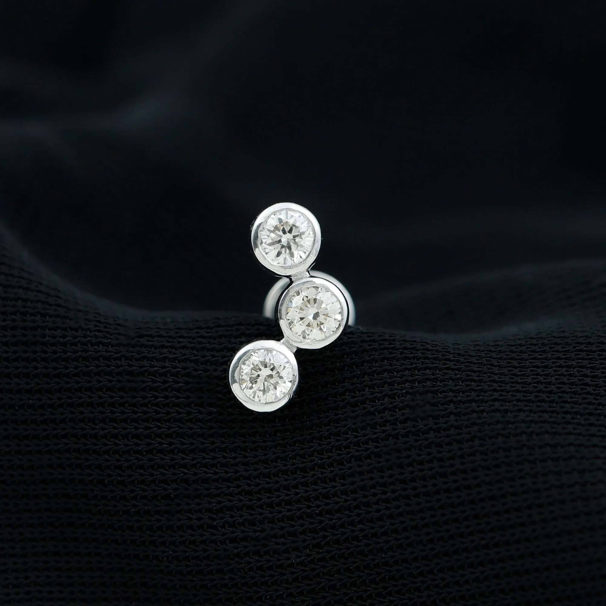 Bezel Set Moissanite Three Stone Crawler Earring