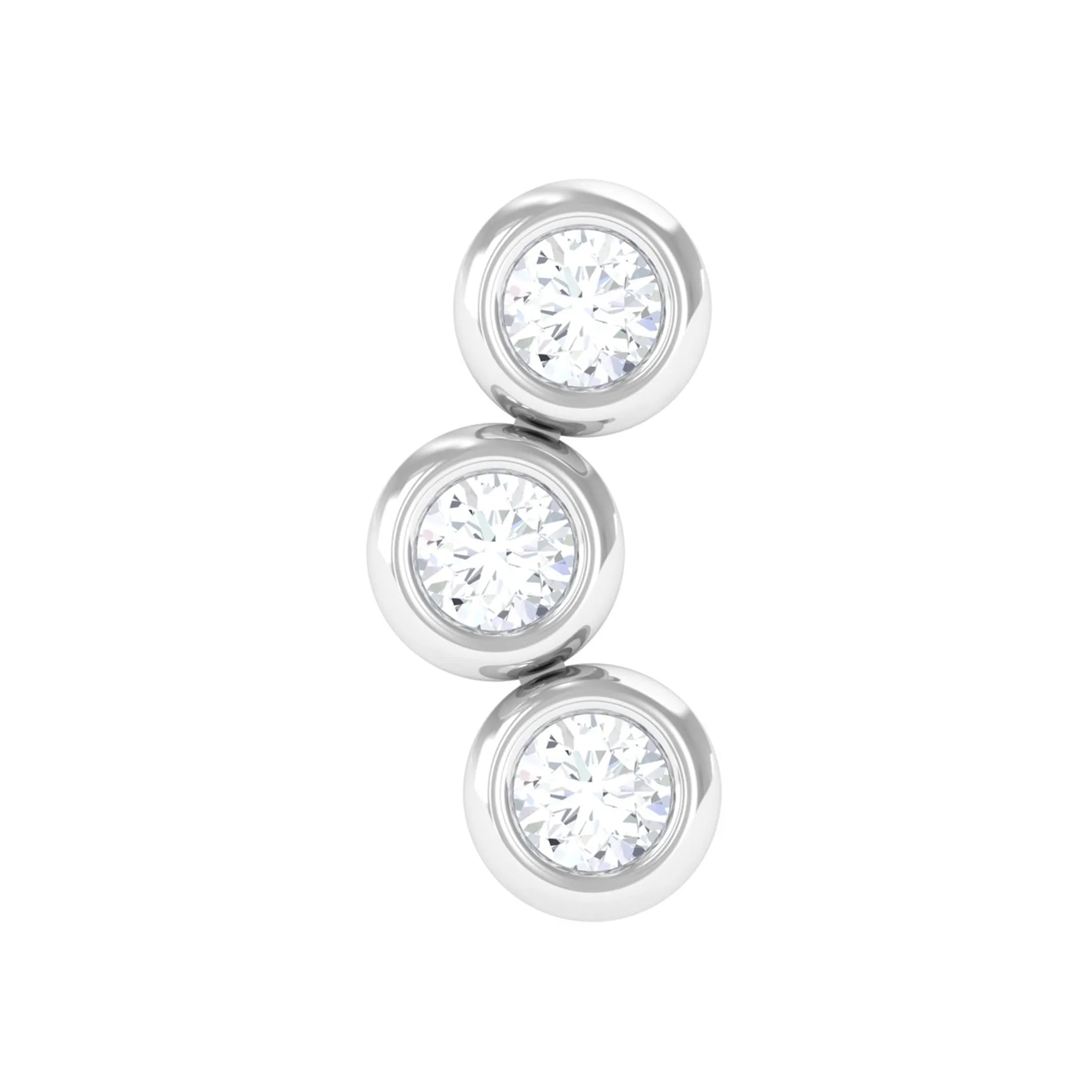 Bezel Set Moissanite Three Stone Crawler Earring