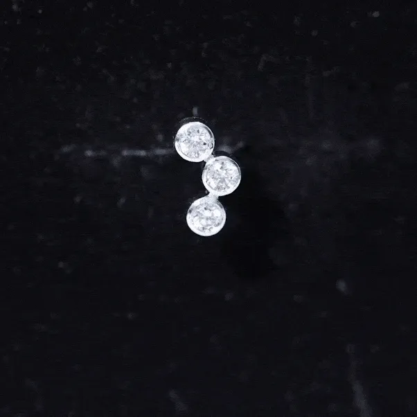 Bezel Set Moissanite Three Stone Crawler Earring