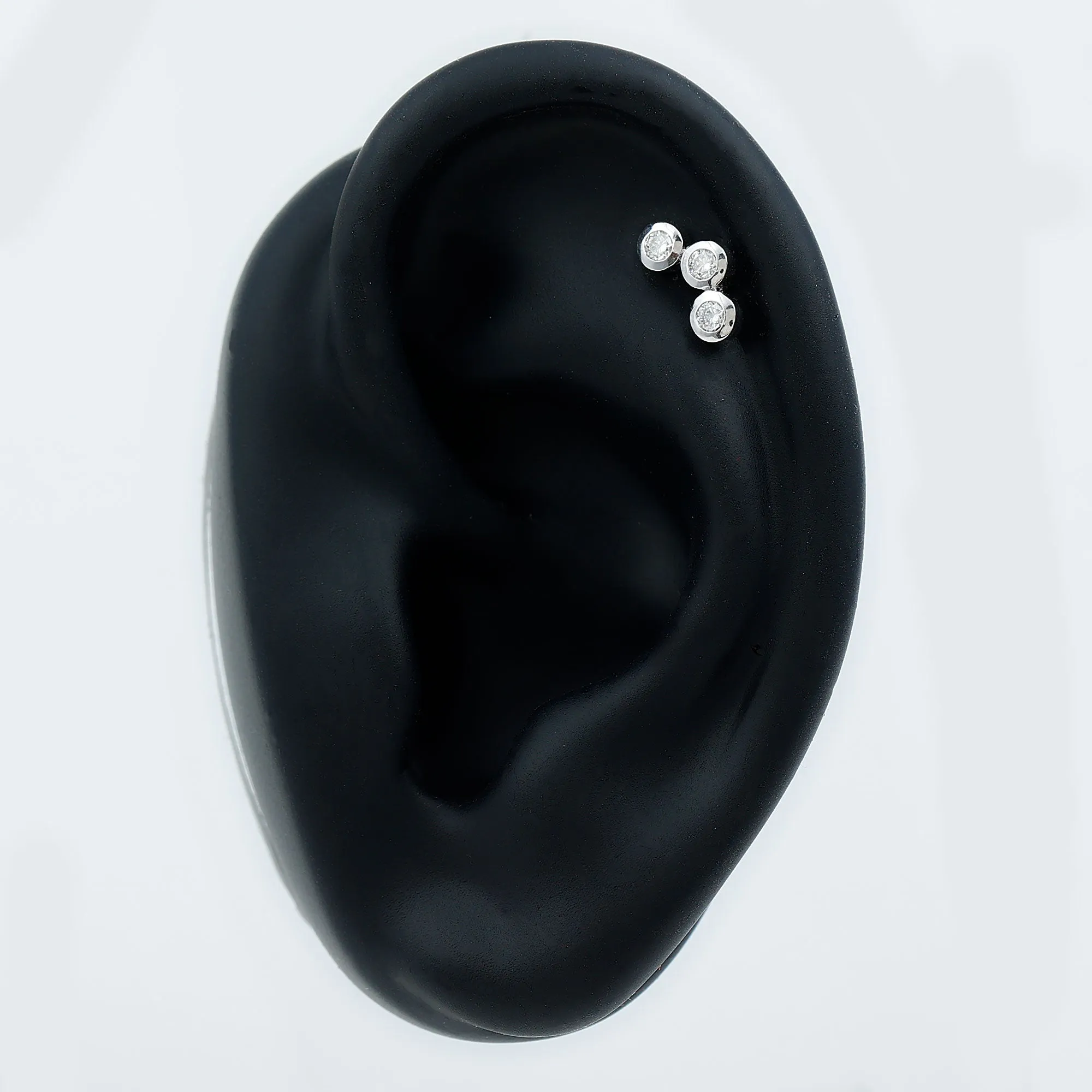 Bezel Set Moissanite Three Stone Crawler Earring