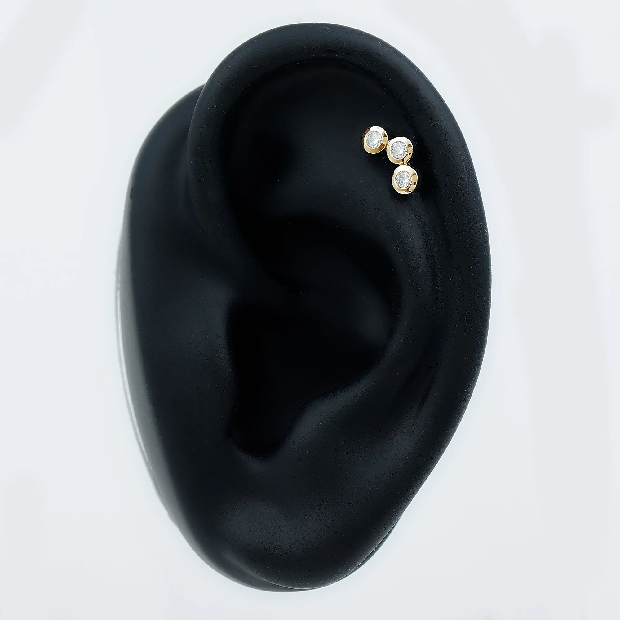 Bezel Set Moissanite Three Stone Crawler Earring