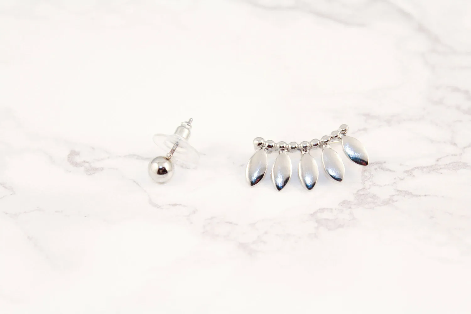 Big Leaf Ear Crawler Set, Silver Ear Climbers, Silver Leaf Ear Crawlers, Ear Climbers