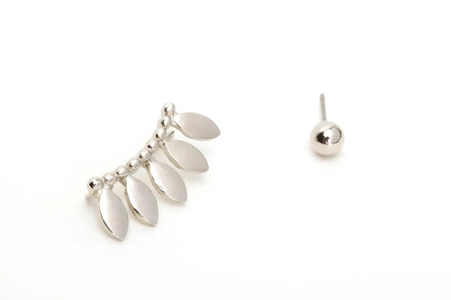 Big Leaf Ear Crawler Set, Silver Ear Climbers, Silver Leaf Ear Crawlers, Ear Climbers