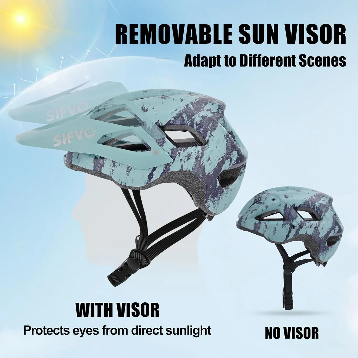 Bike Helmets for Men and Women, Mountain Bike Helmet with Extended Visor Helmets for Adults Adjustable & Comfortable Bicycle Helmet Road Bike Helmet 55-61cm