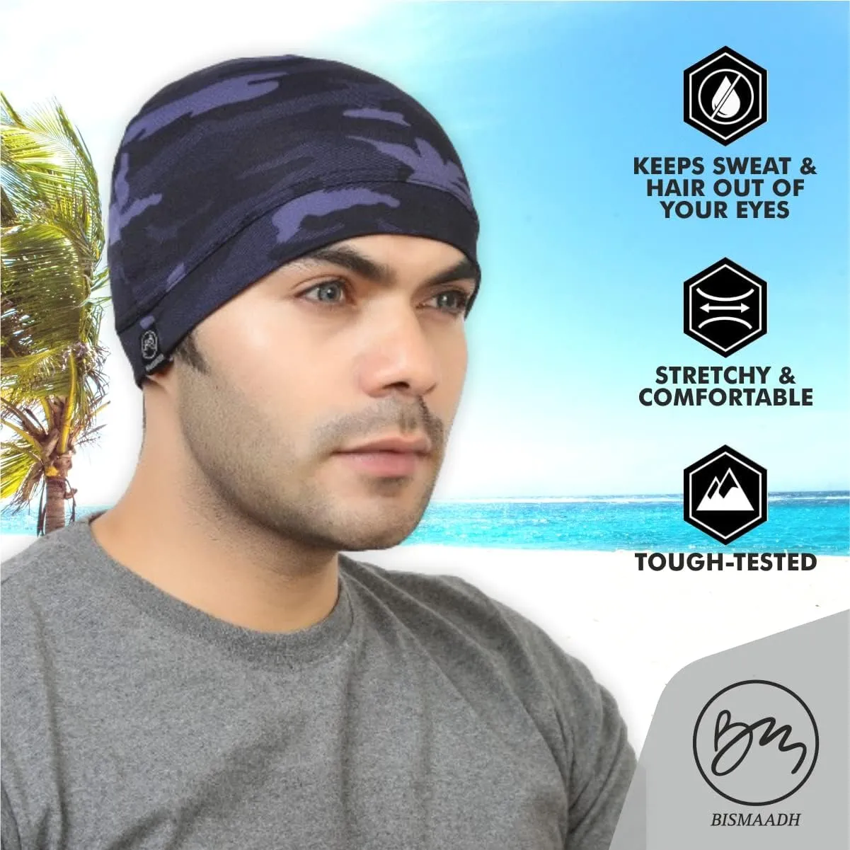 BISMAADH Multi-Purpose Cap Beanie Sleep Hats Stretchy Helmet Liner Running Headwear for Men Women