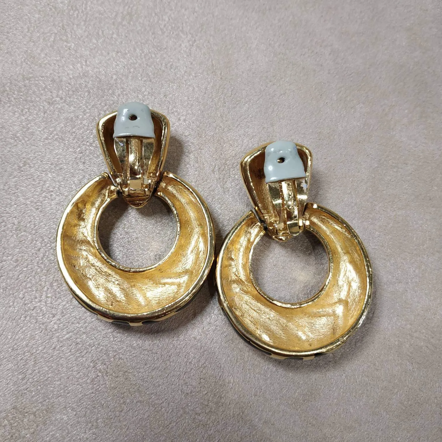 Black Gold Enamel Ciner Earrings