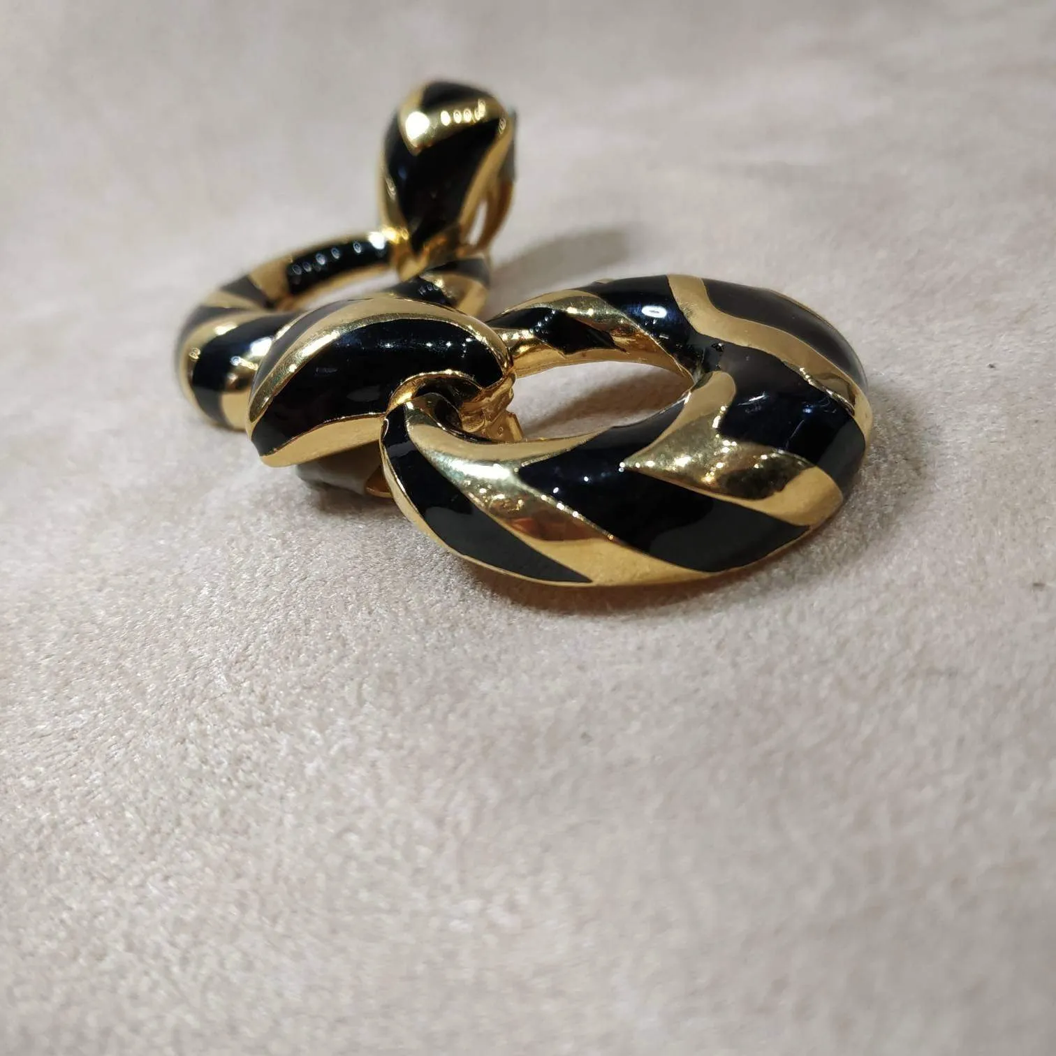 Black Gold Enamel Ciner Earrings