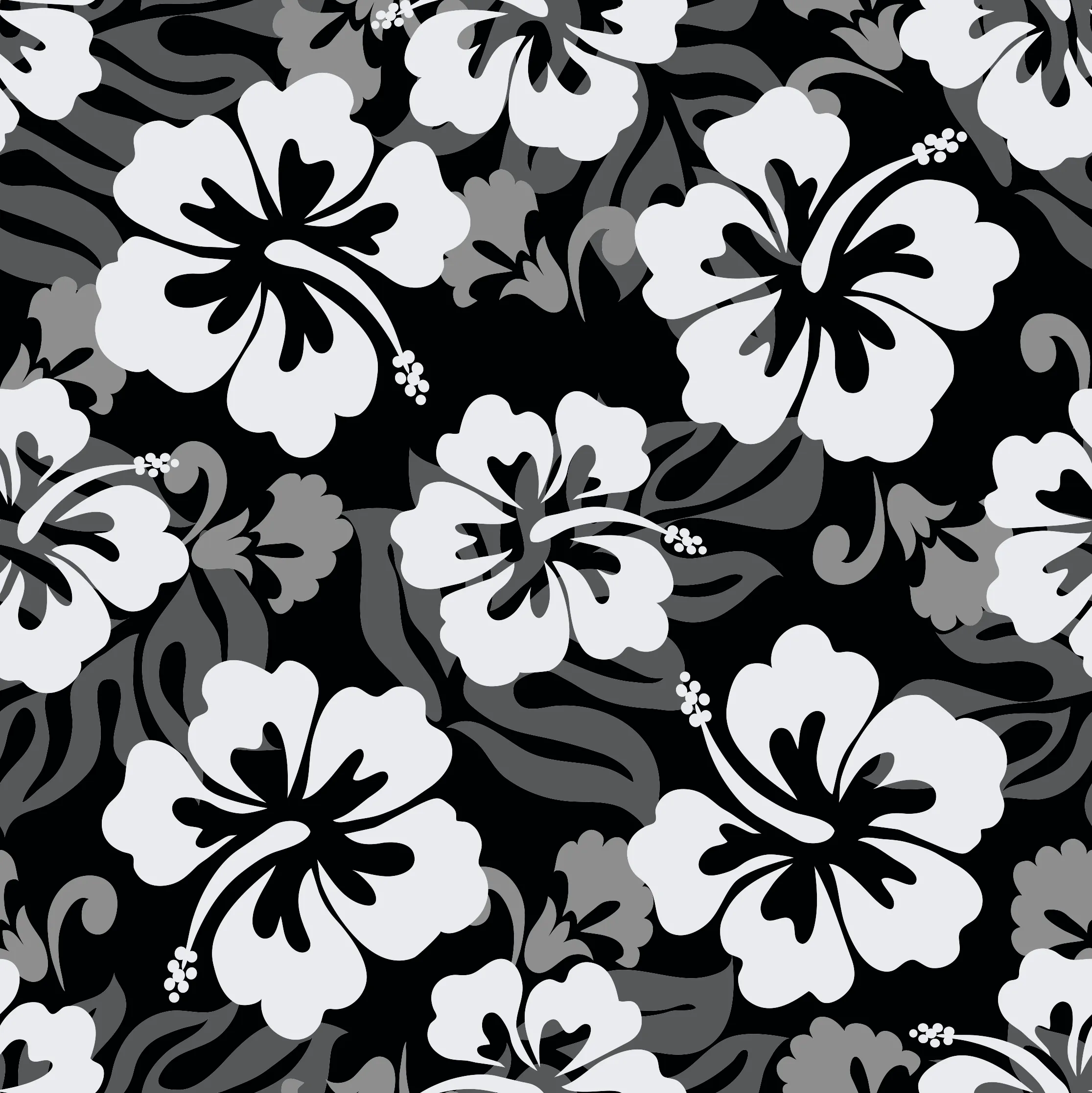 Black Hawaiian Print