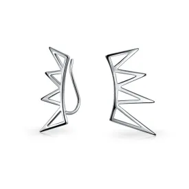 Boho Minimalist Geometric Ear Cuff Cartilage Spike Earrings Rose Gold Plated Silver