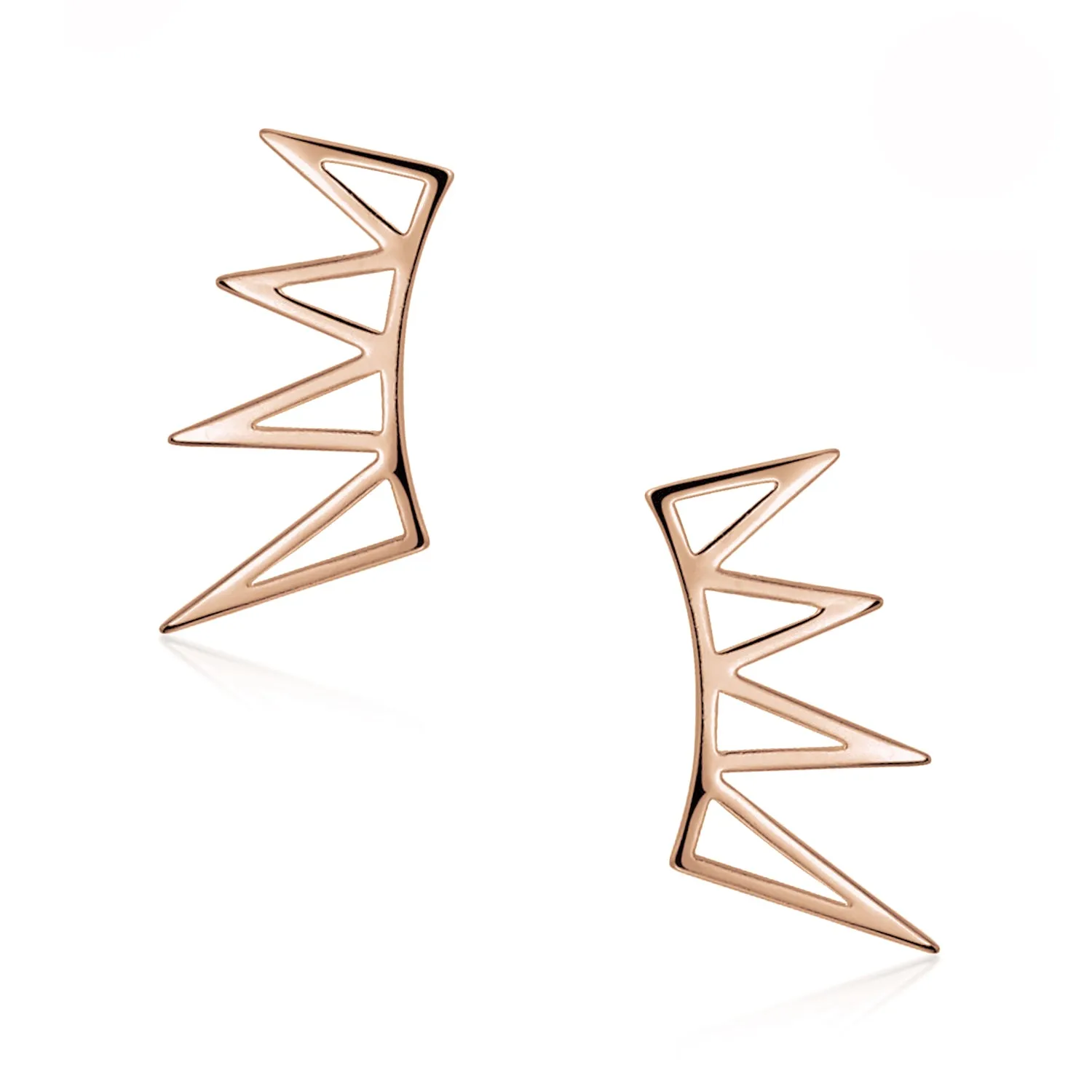 Boho Minimalist Geometric Ear Cuff Cartilage Spike Earrings Rose Gold Plated Silver