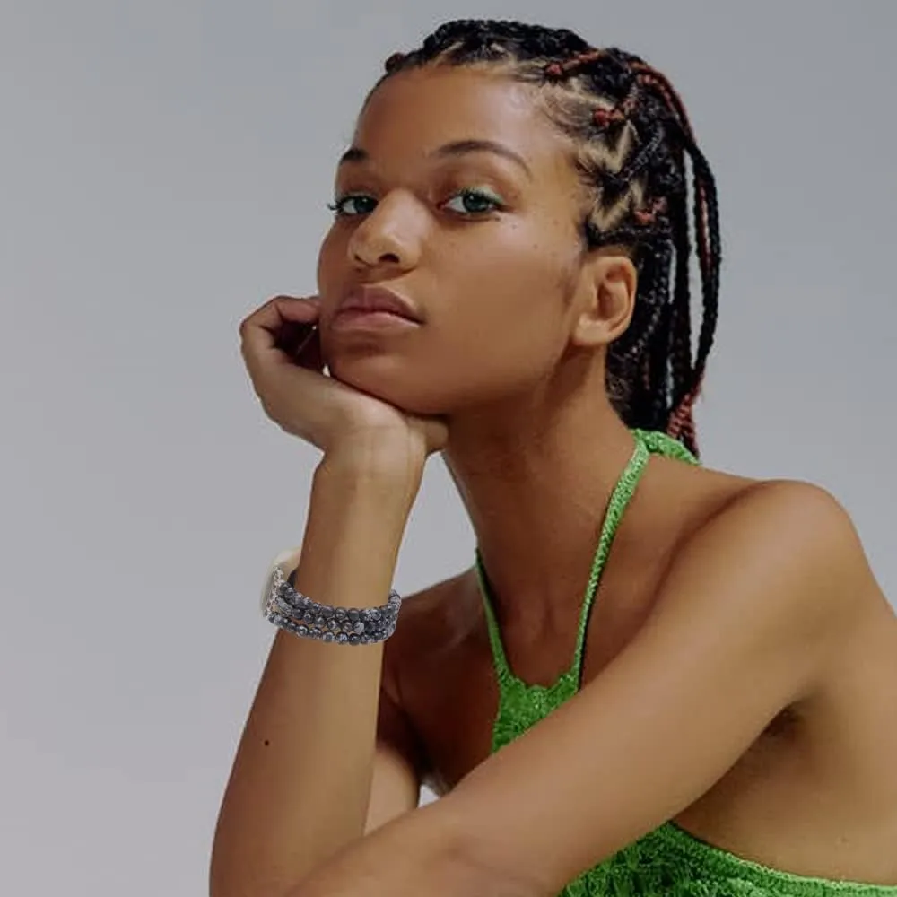 C&L Accessories Bracelets Compatible with Fitbit Versa 3 Bands/Versa 4 Bands/Fitbit Sense 2/Sense Bands for Women Men Beaded Gemstone