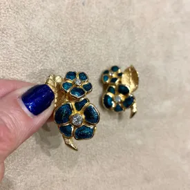 Christian Dior vintage Blue Flower earrings