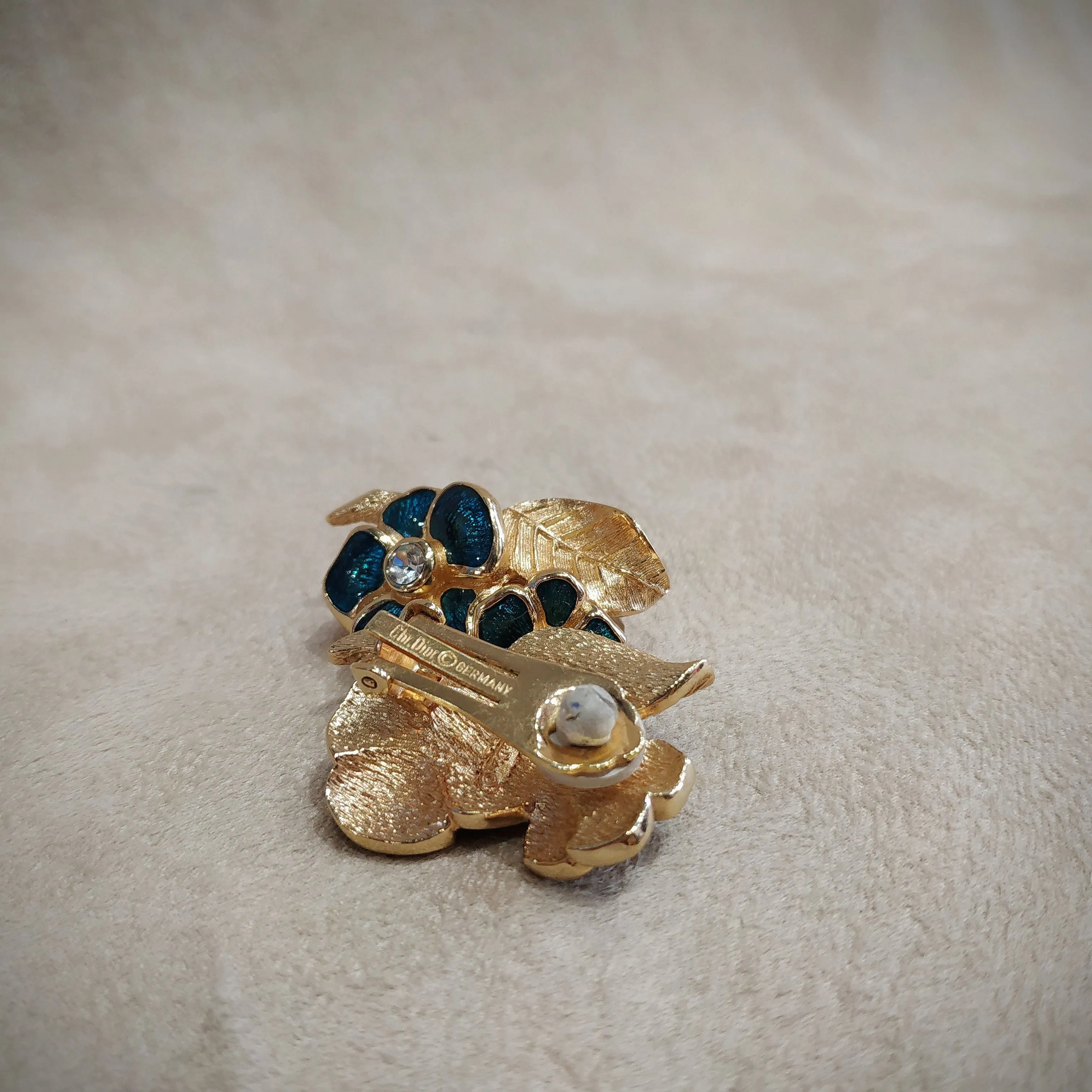 Christian Dior vintage Blue Flower earrings