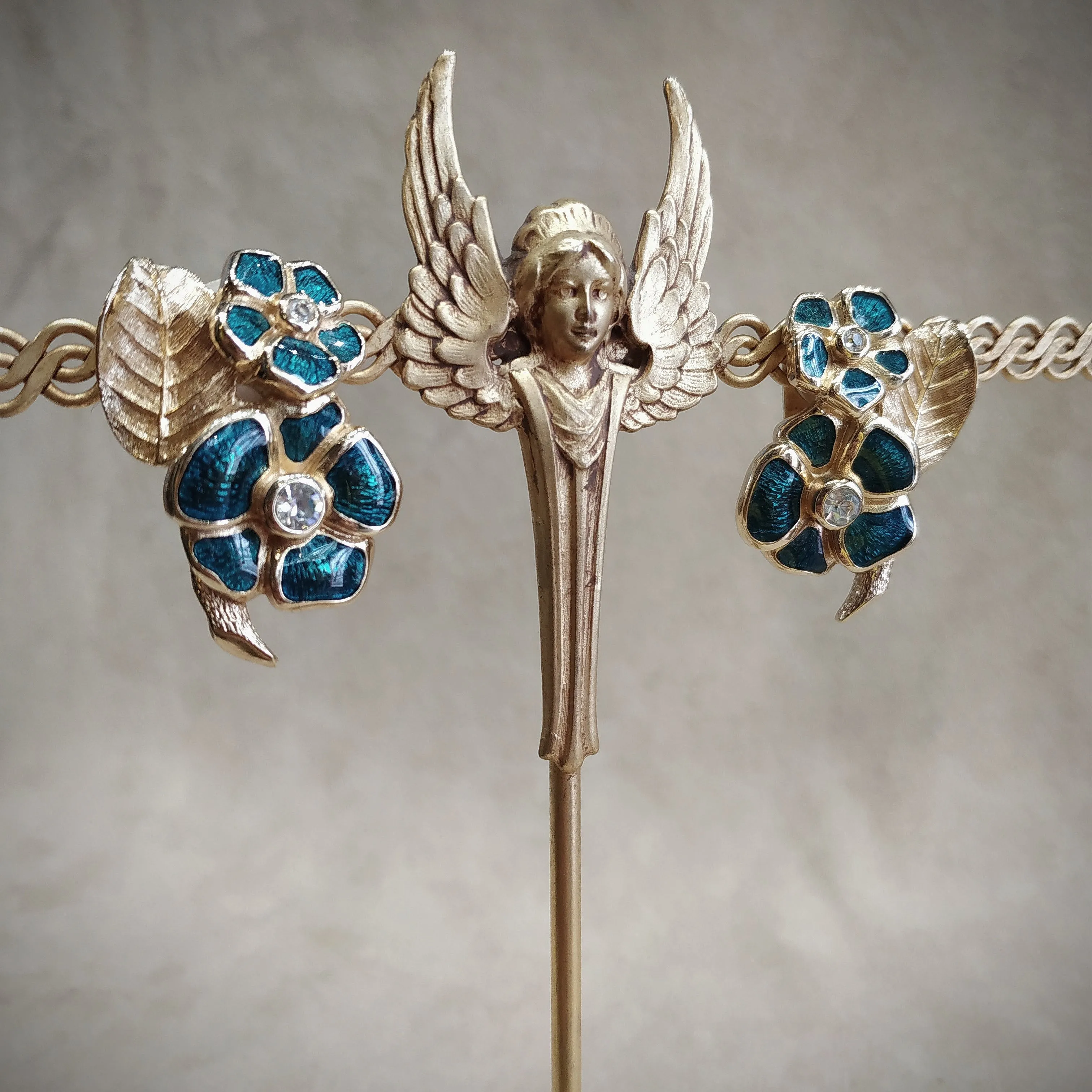 Christian Dior vintage Blue Flower earrings