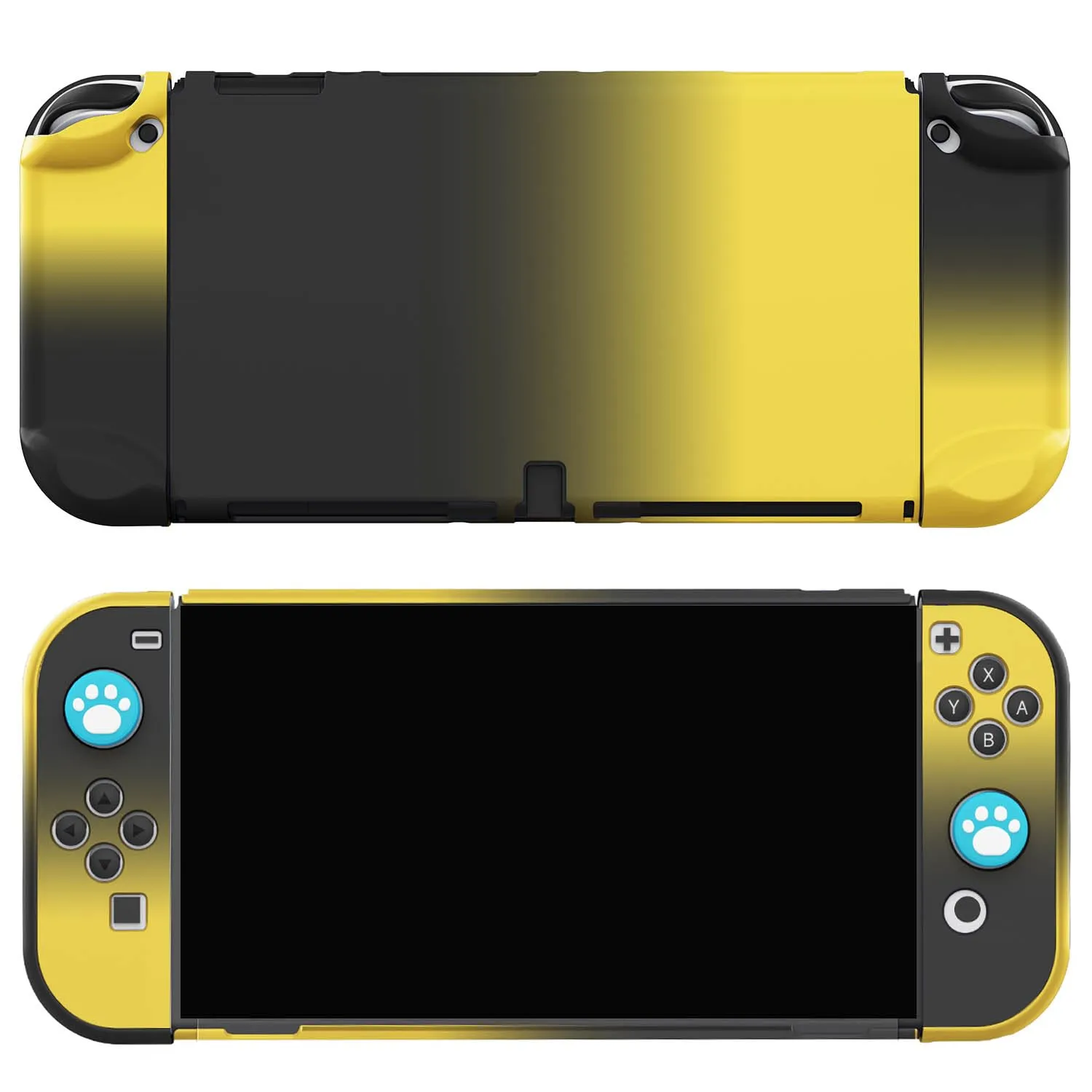 COMCOOL Dockable Case for Nintendo Switch Oled - [9 FT Military Grade Drop Protection] [with Tempered Glass Screen Protector and Thumb Grips] Protective Cover for Nintendo Switch Oled - Black Yellow