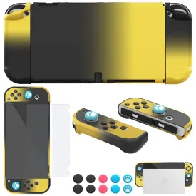 COMCOOL Dockable Case for Nintendo Switch Oled - [9 FT Military Grade Drop Protection] [with Tempered Glass Screen Protector and Thumb Grips] Protective Cover for Nintendo Switch Oled - Black Yellow