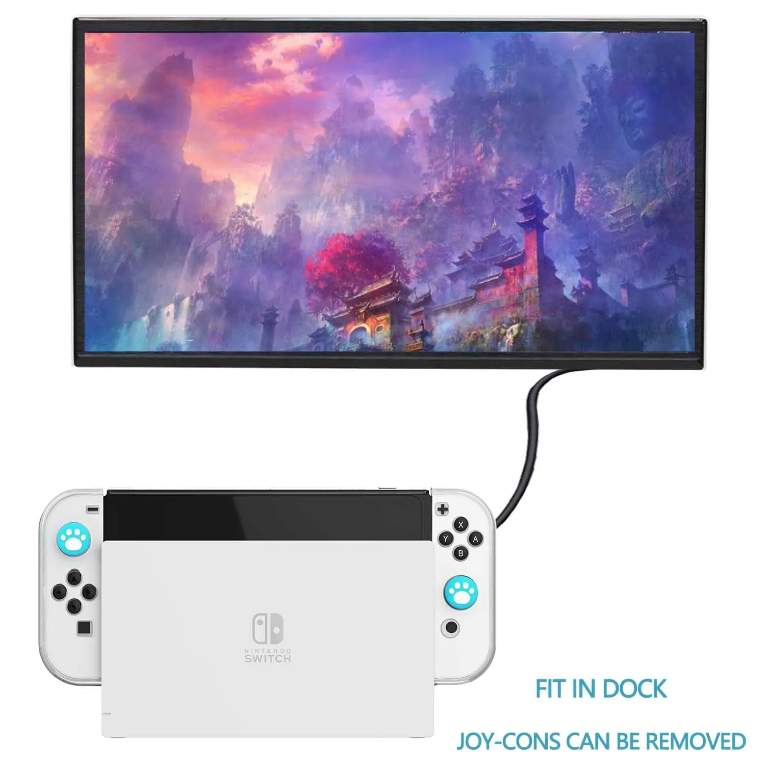 COMCOOL Dockable Case for Nintendo Switch Oled - [9 FT Military Grade Drop Protection] [with Tempered Glass Screen Protector] Crystal Protective Cover for Nintendo Switch Oled - Clear