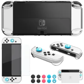 COMCOOL Dockable Case for Nintendo Switch Oled - [9 FT Military Grade Drop Protection] [with Tempered Glass Screen Protector] Crystal Protective Cover for Nintendo Switch Oled - Clear