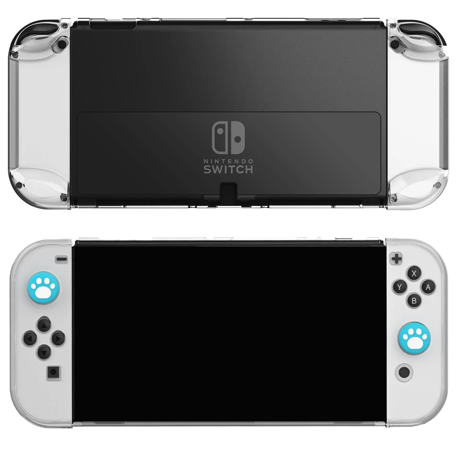 COMCOOL Dockable Case for Nintendo Switch Oled - [9 FT Military Grade Drop Protection] [with Tempered Glass Screen Protector] Crystal Protective Cover for Nintendo Switch Oled - Clear