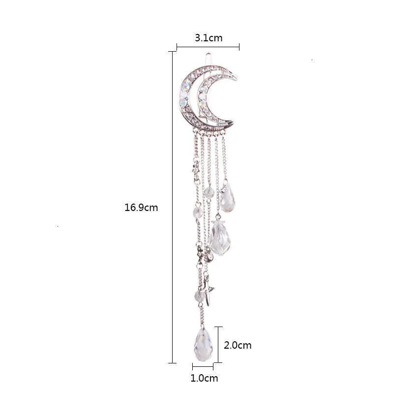 Crescent Moon Barrette Dangling Crystals Silver Gold Bronze Or Rose Gold Gypsy Hair Clip Celestial Waxing Moon Cast A Spell