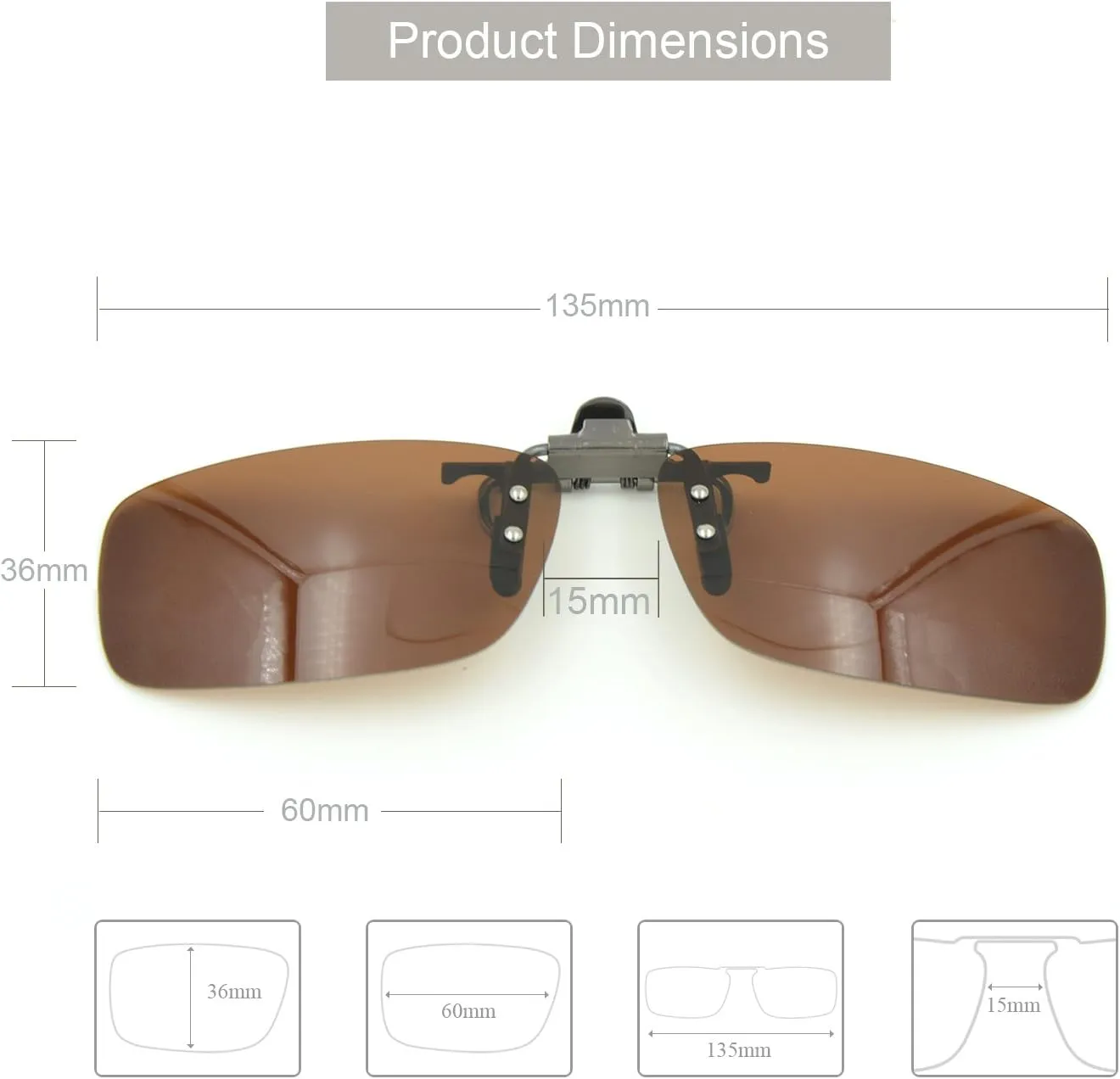 Cycling Sport Polarized Clip-on Flip up Metal Clip Sunglasses Lenses Glasses Unbreakable Driving Fishing Outdoor