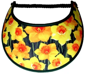 Daffodils on a Sun Visor with a Dark Green Background