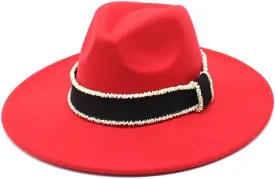 DHAEY 9.5cm Big Brim Jazz Hat Vintage Multicolor Peach Heart Top Hat Autumn and Winter British Woolen Felt Hat Men's and Women's Hat Luopan Caps & Hats (Color : Rose Red, Size : 56-58cm)