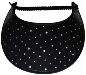 Dots of Various Sized Silver Holographic Material on Black Sun Visor