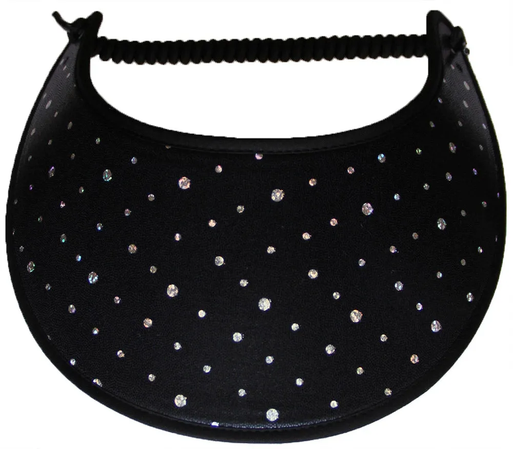 Dots of Various Sized Silver Holographic Material on Black Sun Visor