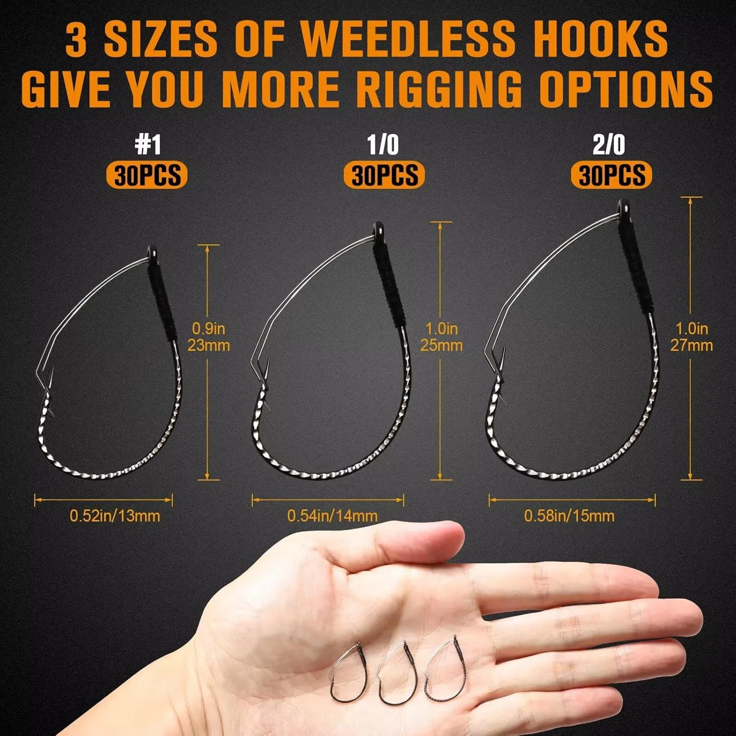 Dovesun 30PCS Weedless Wacky Rig Hooks Worm Fishing Hooks for Bass Fishing Size 1# 1/0 2/0 for Ne-ko, No Sinker Rig Wide Gap with Soft Worm Baits
