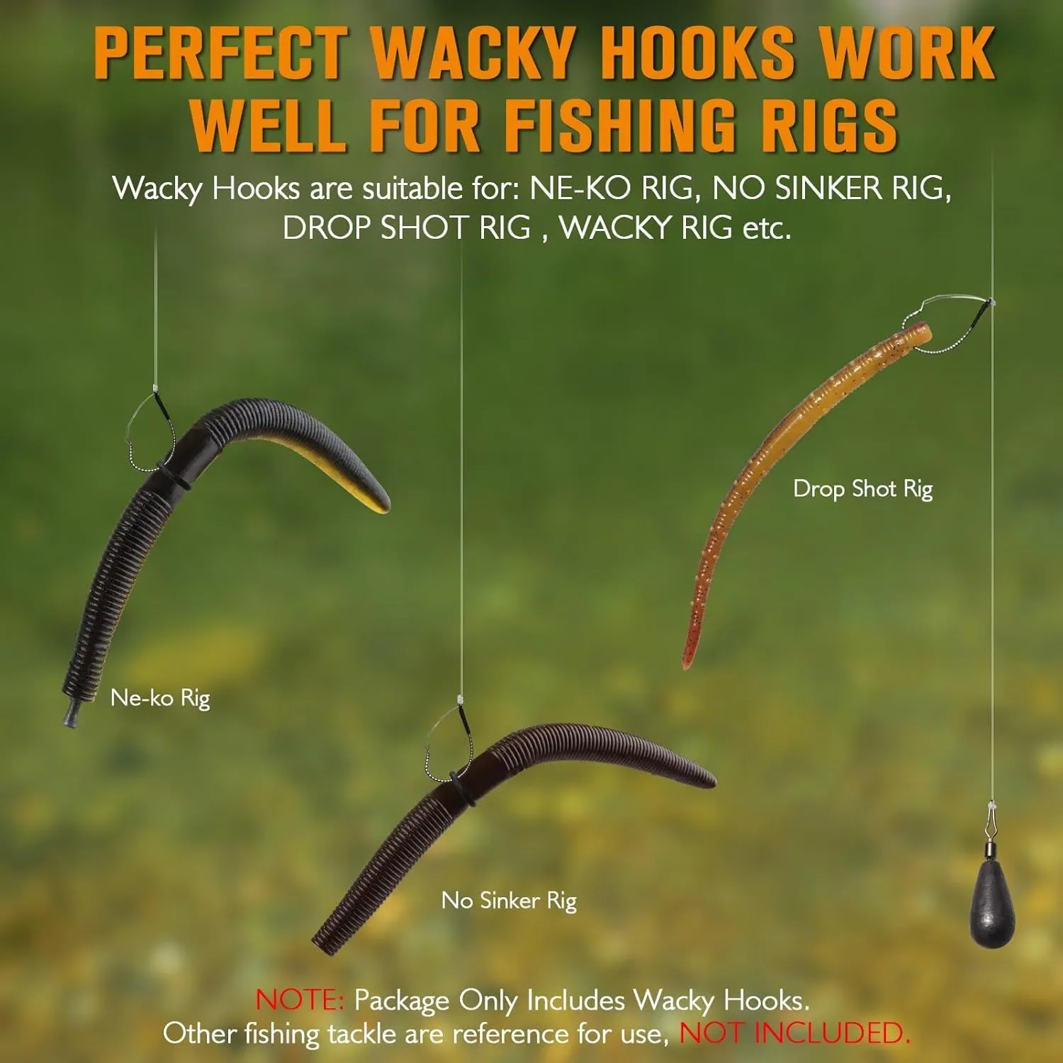 Dovesun 30PCS Weedless Wacky Rig Hooks Worm Fishing Hooks for Bass Fishing Size 1# 1/0 2/0 for Ne-ko, No Sinker Rig Wide Gap with Soft Worm Baits