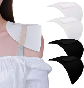 Elandy 2 Pairs Foam Sponge Shoulder Pads Clothing Covered Set-in Shoulder Enhancer Pads Shoulder Protectors Bra Strap Holder Cushions for Jacket Blazer T-Shirt (Black White)