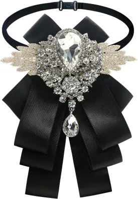 Elegant Black Bow Tie with Ribbon Rhinestone for Men and Women - Self-Tie Tuxedo Bowtie, Perfect for Birthdays, Parties, Weddings, and School Shirts