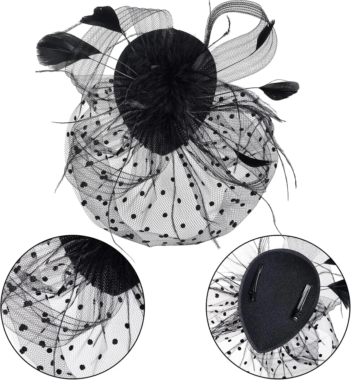 Fascinators Hat for Women 1950s Vintage Pillbox Hat and Lace Gloves Cocktail Tea Party Halloween Headwear