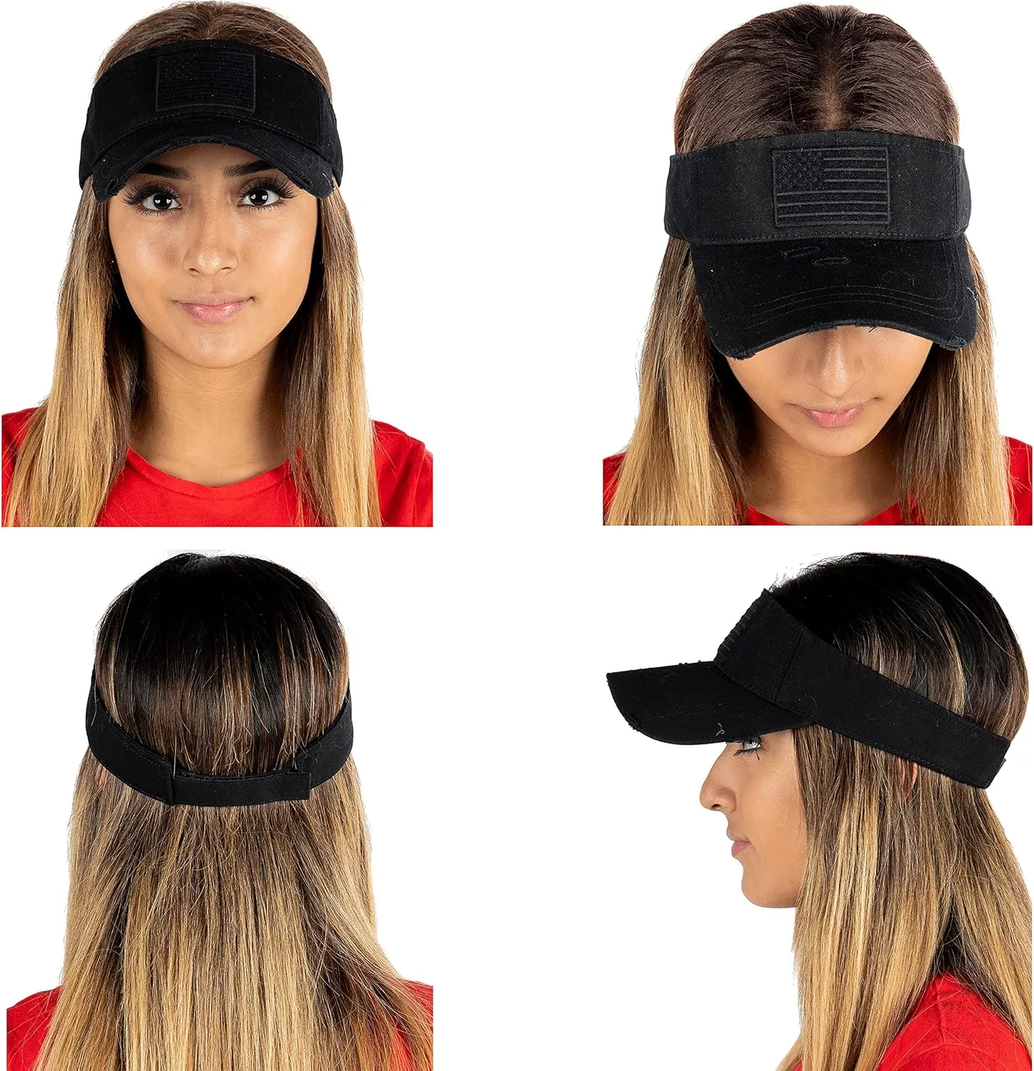 Funky Junque Women's Ponytail Baseball Cap - Adjustable Athletic Visor Hat with High Messy Bun Opening