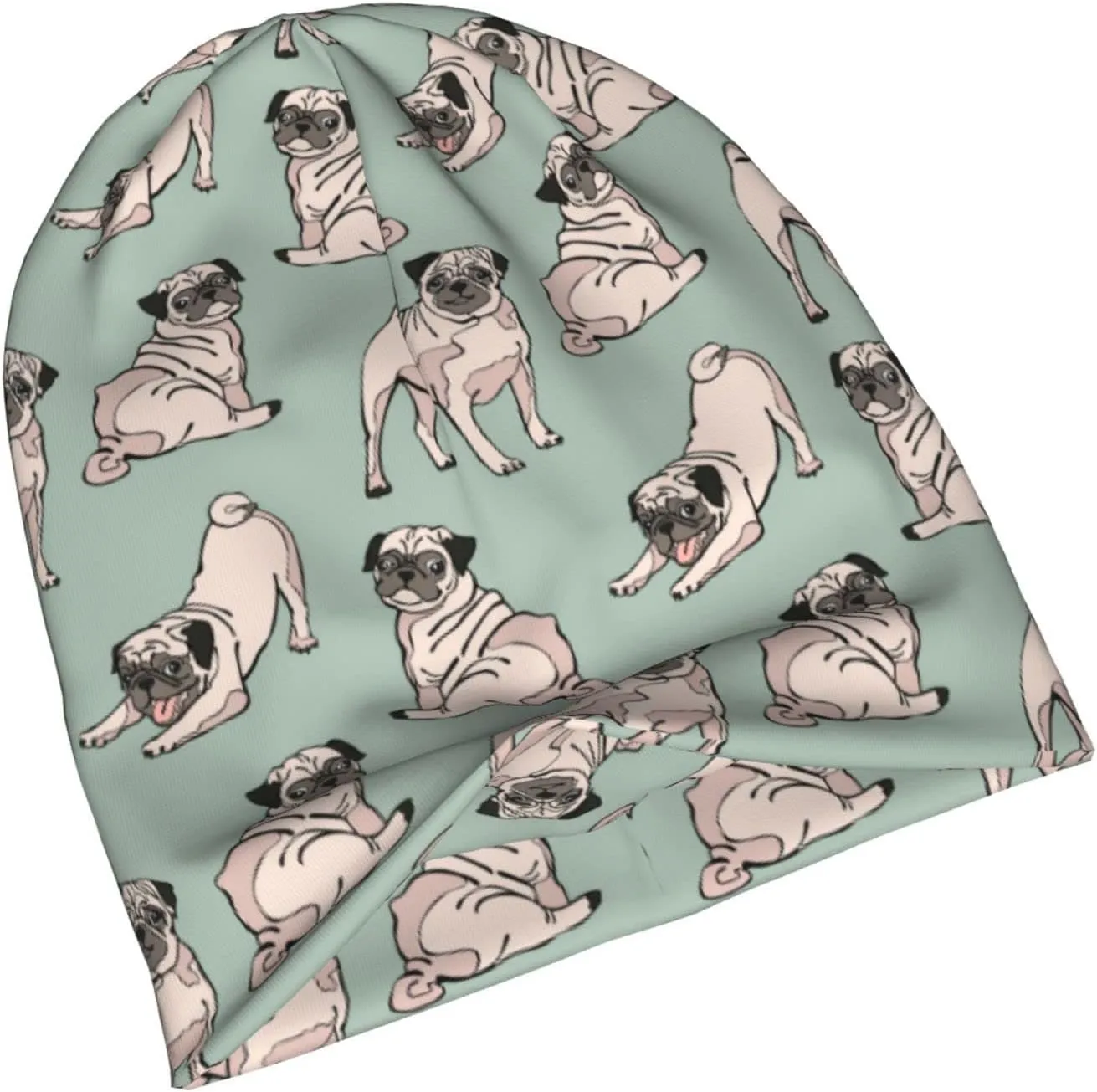 Funny Pug Beanie Hat Adult Skull Cap Warm Slouchy Knit Hat Headwear Gift for Men Women