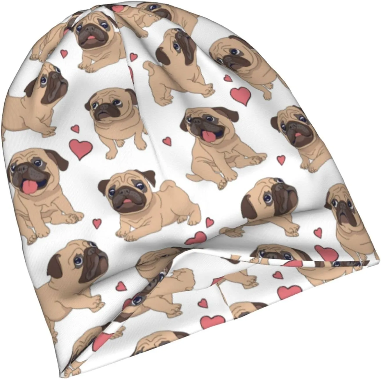 Funny Pug Beanie Hat Adult Skull Cap Warm Slouchy Knit Hat Headwear Gift for Men Women