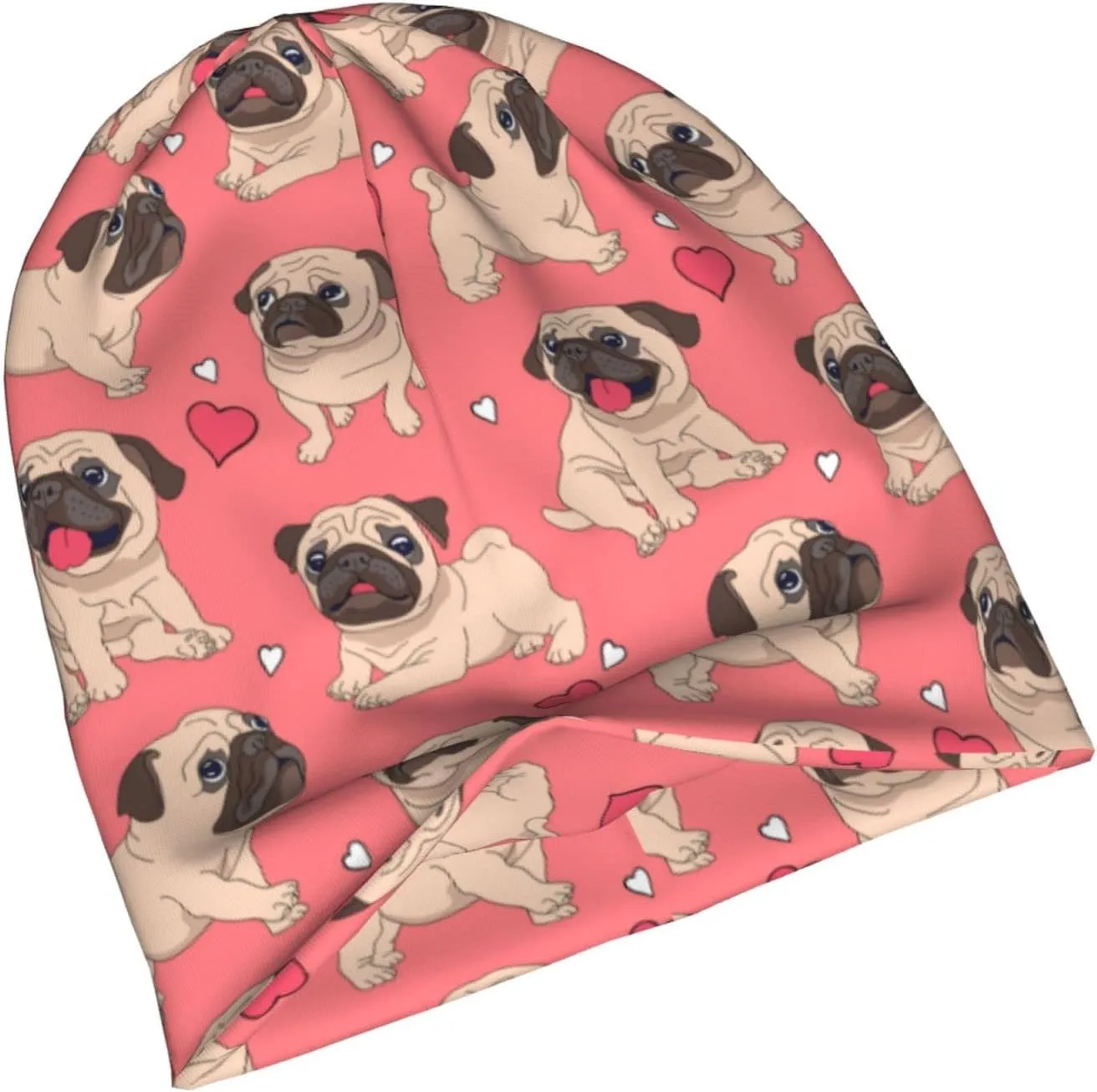 Funny Pug Beanie Hat Adult Skull Cap Warm Slouchy Knit Hat Headwear Gift for Men Women