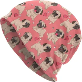 Funny Pug Beanie Hat Adult Skull Cap Warm Slouchy Knit Hat Headwear Gift for Men Women