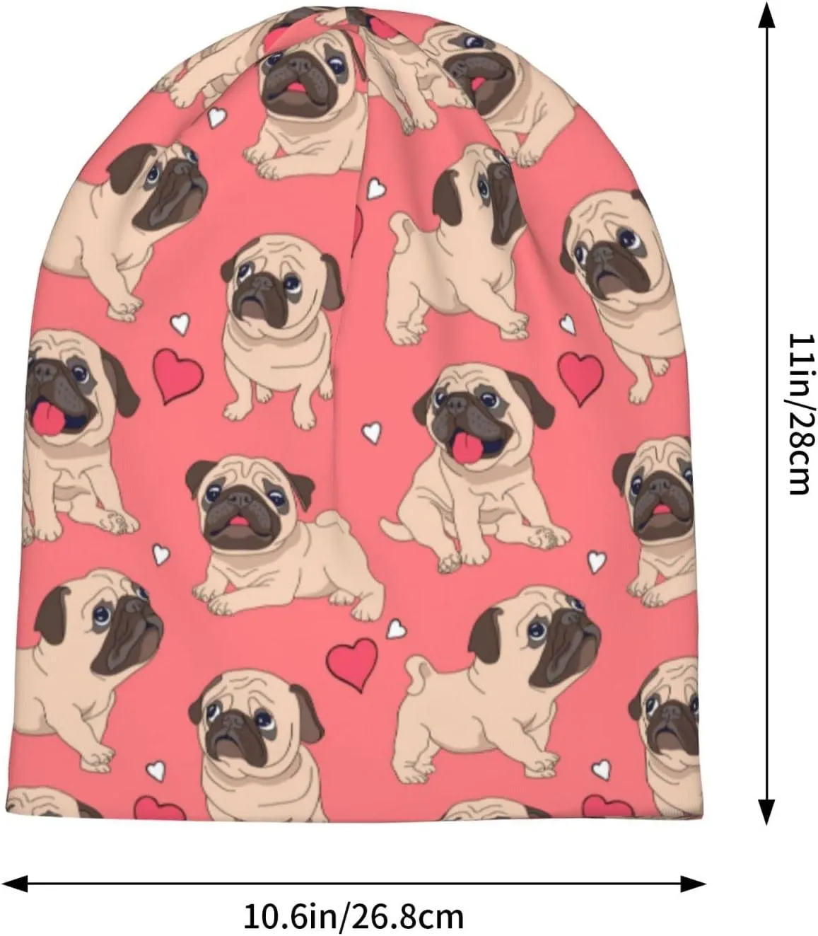 Funny Pug Beanie Hat Adult Skull Cap Warm Slouchy Knit Hat Headwear Gift for Men Women
