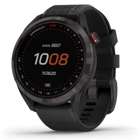 Garmin Approach S42 Lightweight Touchscreen Gunmetal Ceramic Bezel Black Silicone Band GPS Golf Smart Watch - 010-02572-10
